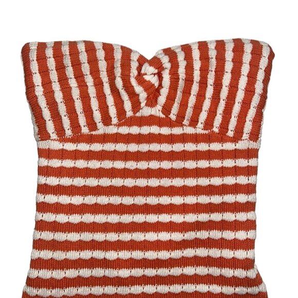 Willow & Wind Strapless Knit Bodycon Midi Dress Crochet Ribbed Fitted Dress S - Picture 3 of 11